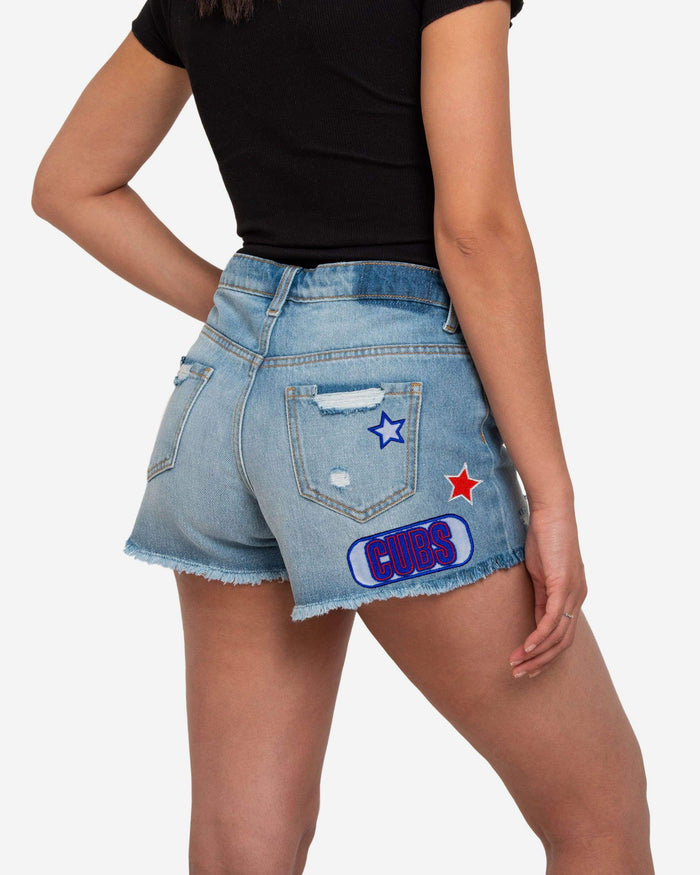 Chicago Cubs Womens Team Logo Denim Shorts FOCO - FOCO.com