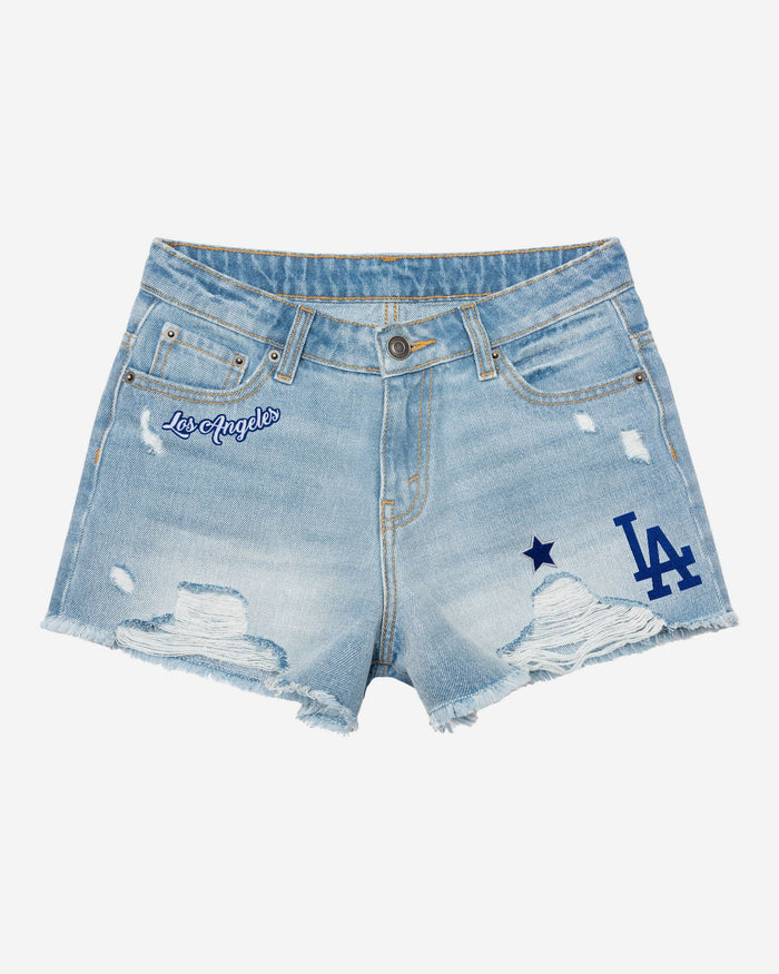 Los Angeles Dodgers Womens Team Logo Denim Shorts FOCO - FOCO.com