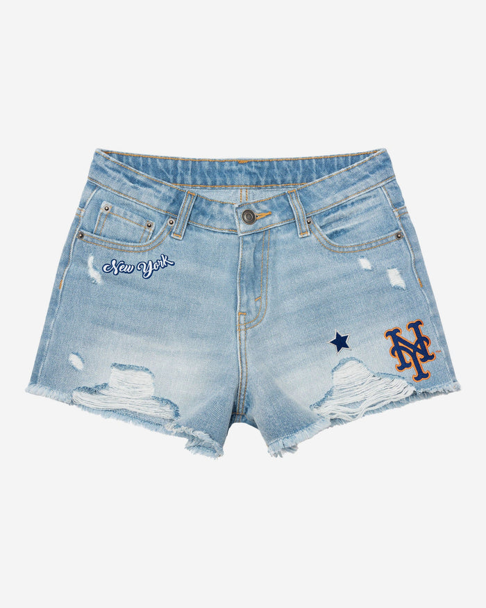 New York Mets Womens Team Logo Denim Shorts FOCO - FOCO.com