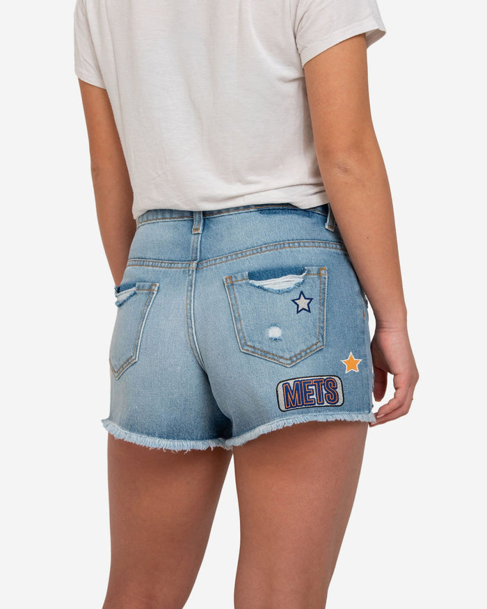 New York Mets Womens Team Logo Denim Shorts FOCO - FOCO.com