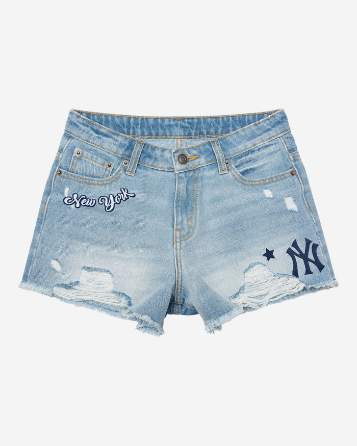 New York Yankees Womens Team Logo Denim Shorts FOCO - FOCO.com