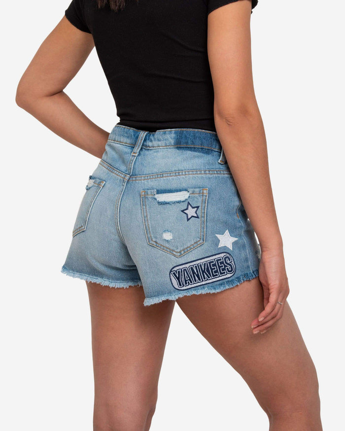 New York Yankees Womens Team Logo Denim Shorts FOCO - FOCO.com