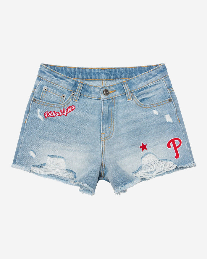 Philadelphia Phillies Womens Team Logo Denim Shorts FOCO - FOCO.com