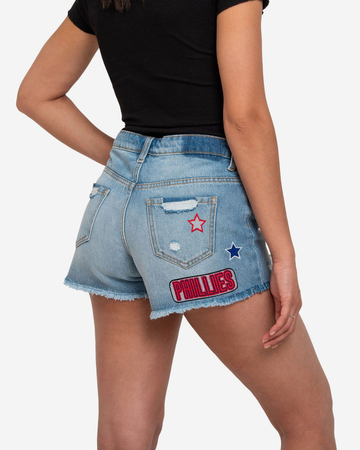 Philadelphia Phillies Womens Team Logo Denim Shorts FOCO - FOCO.com