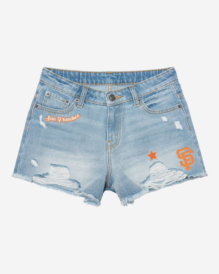 San Francisco Giants Womens Team Logo Denim Shorts FOCO - FOCO.com