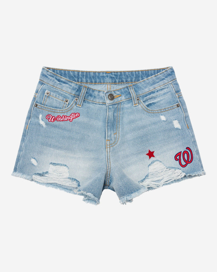 Washington Nationals Womens Team Logo Denim Shorts FOCO - FOCO.com