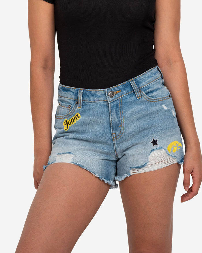 Iowa Hawkeyes Womens Team Logo Denim Shorts FOCO 0 - FOCO.com