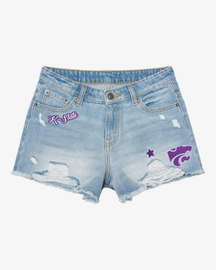 Kansas State Wildcats Womens Team Logo Denim Shorts FOCO - FOCO.com