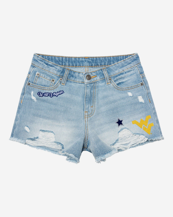 West Virginia Mountaineers Womens Team Logo Denim Shorts FOCO - FOCO.com