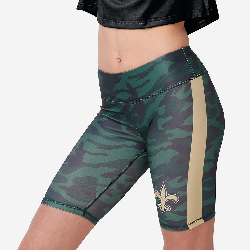 New Orleans Saints Womens Camo Bike Shorts FOCO S - FOCO.com