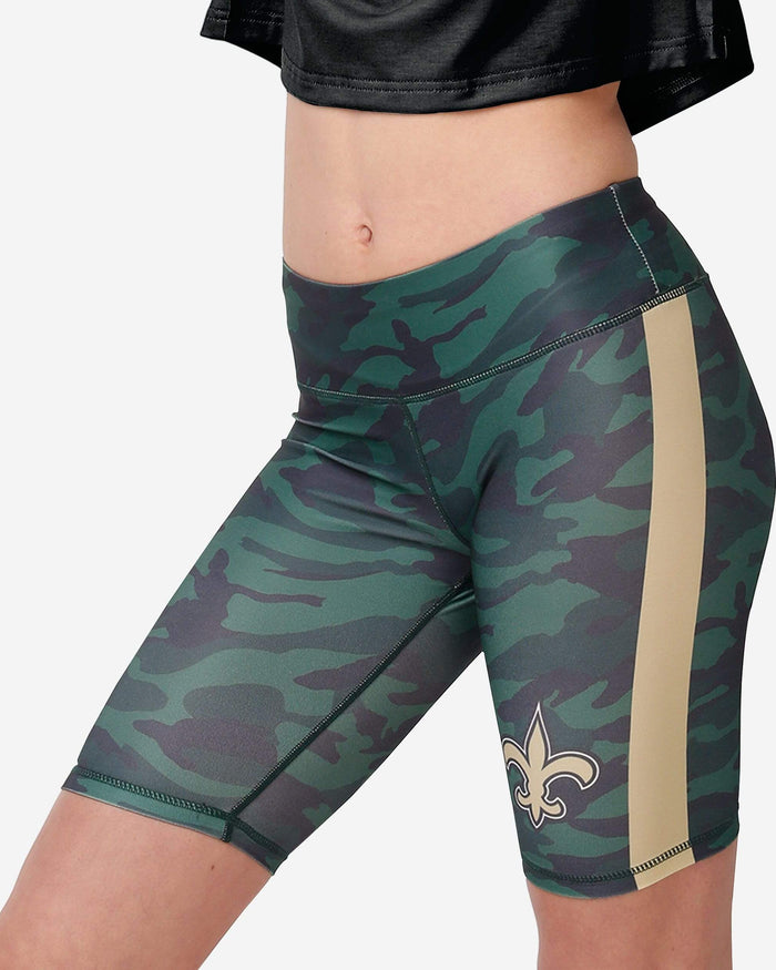 New Orleans Saints Womens Camo Bike Shorts FOCO S - FOCO.com