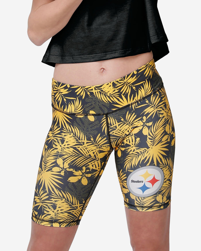 Pittsburgh Steelers Womens Floral Bike Shorts FOCO S - FOCO.com