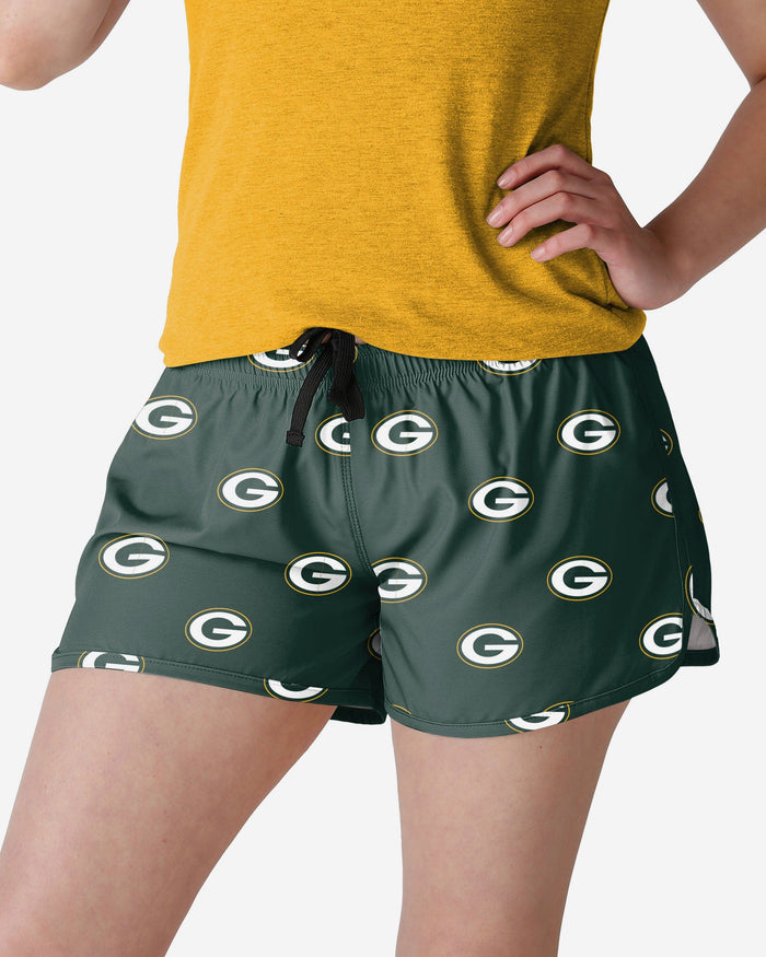 Green Bay Packers Womens Mini Print Running Shorts FOCO S - FOCO.com