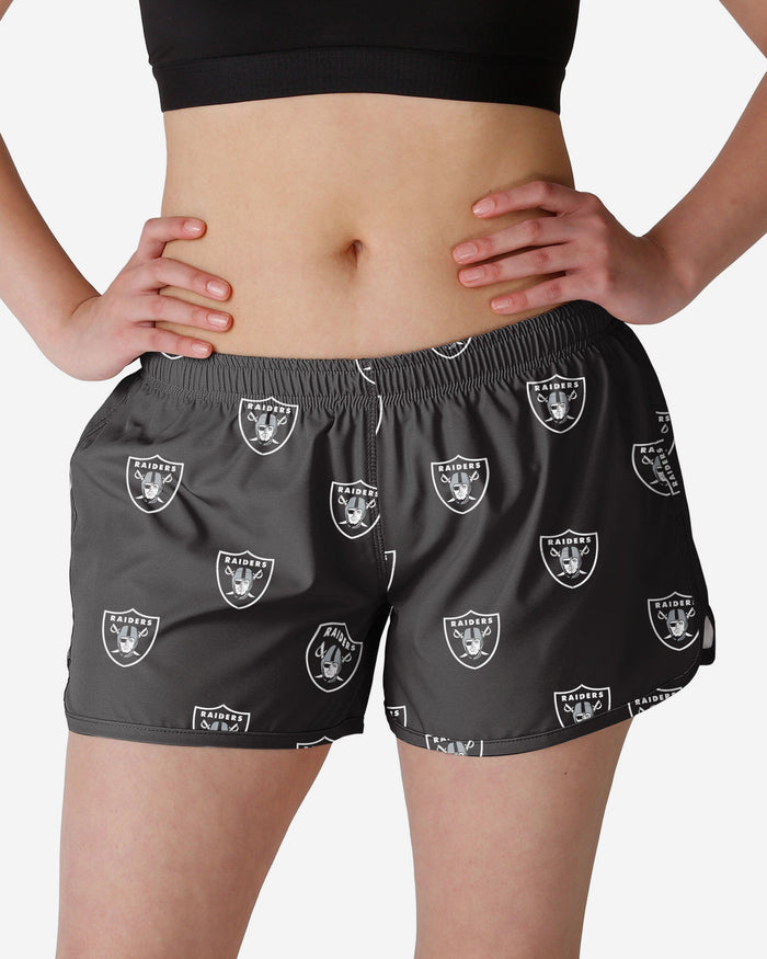 Las Vegas Raiders Womens Mini Print Running Shorts FOCO S - FOCO.com