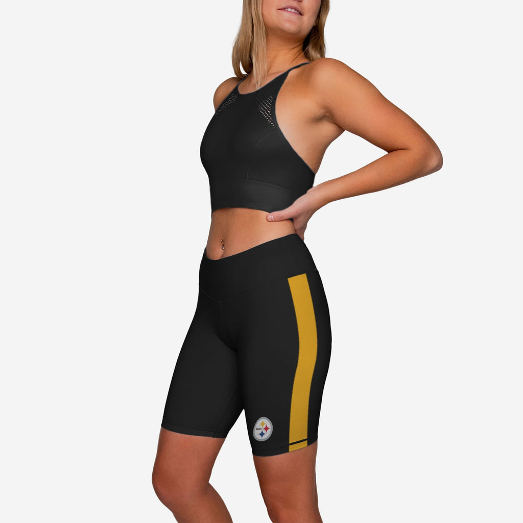 Pittsburgh Steelers Striped Bike Shorts FOCO S - FOCO.com