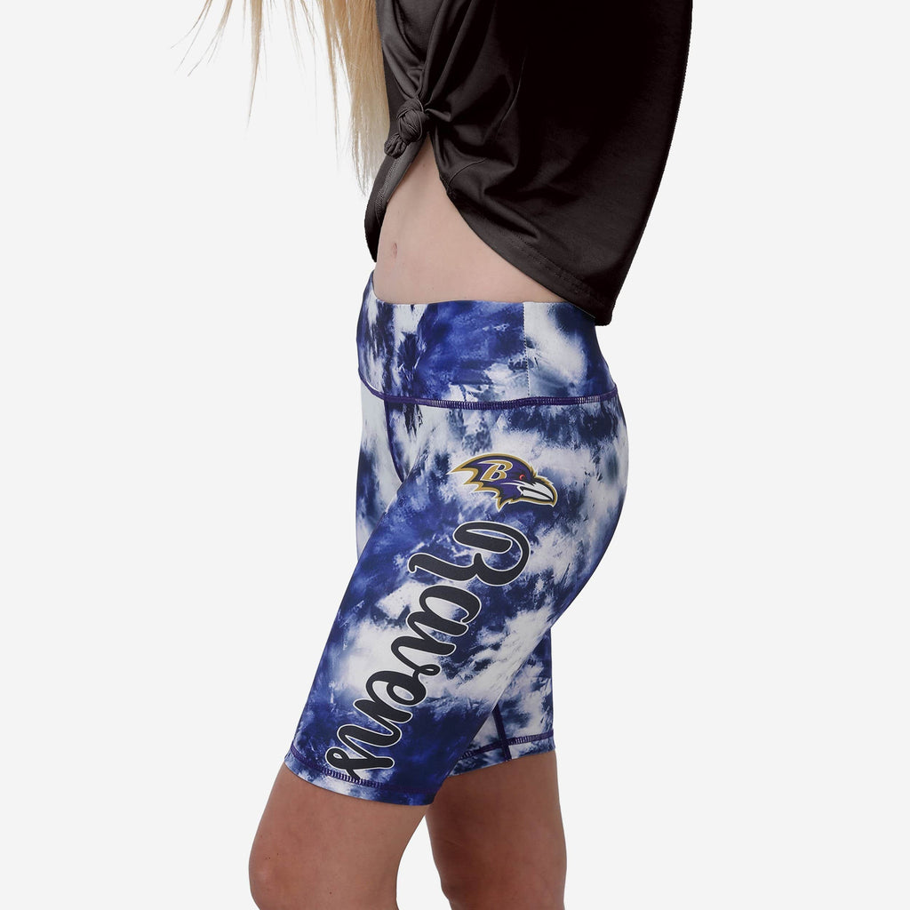 Baltimore Ravens Womens Team Color Tie-Dye Bike Shorts FOCO S - FOCO.com