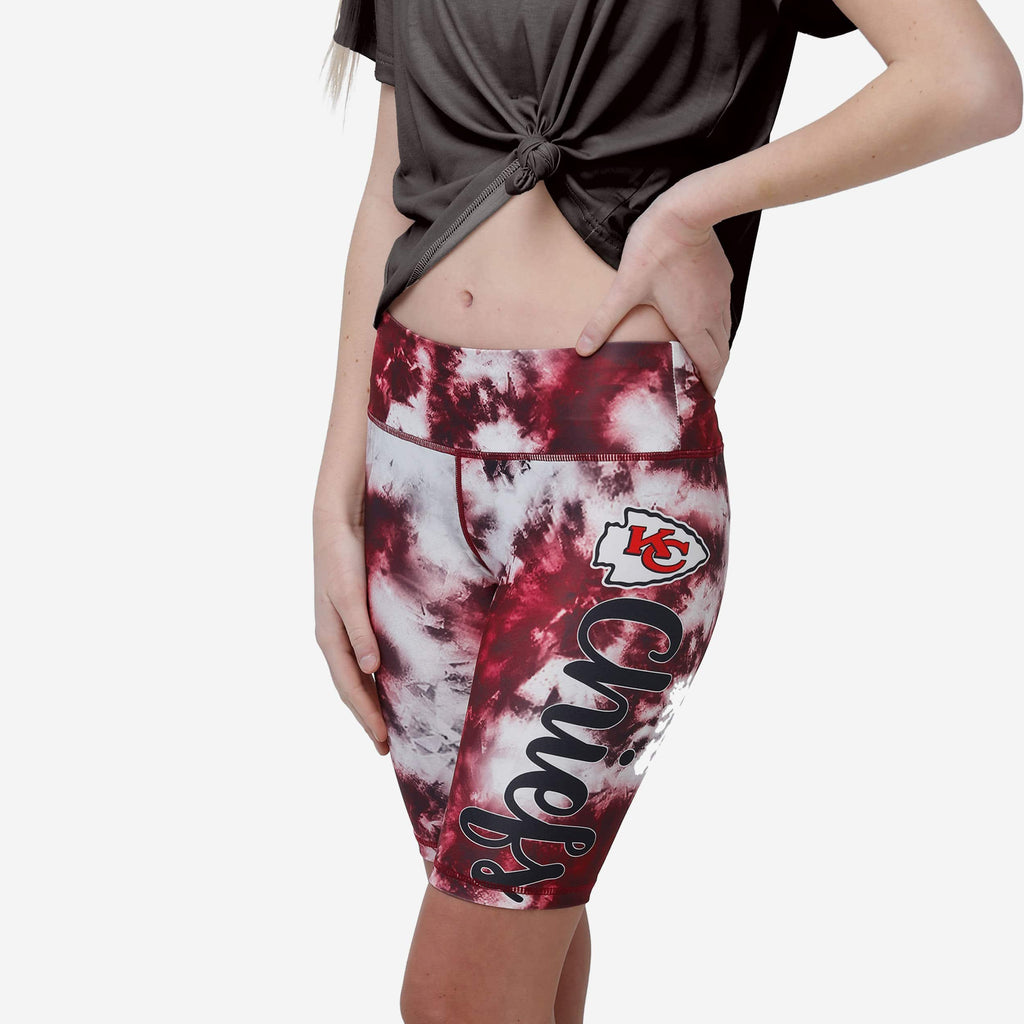 Kansas City Chiefs Womens Team Color Tie-Dye Bike Shorts FOCO S - FOCO.com