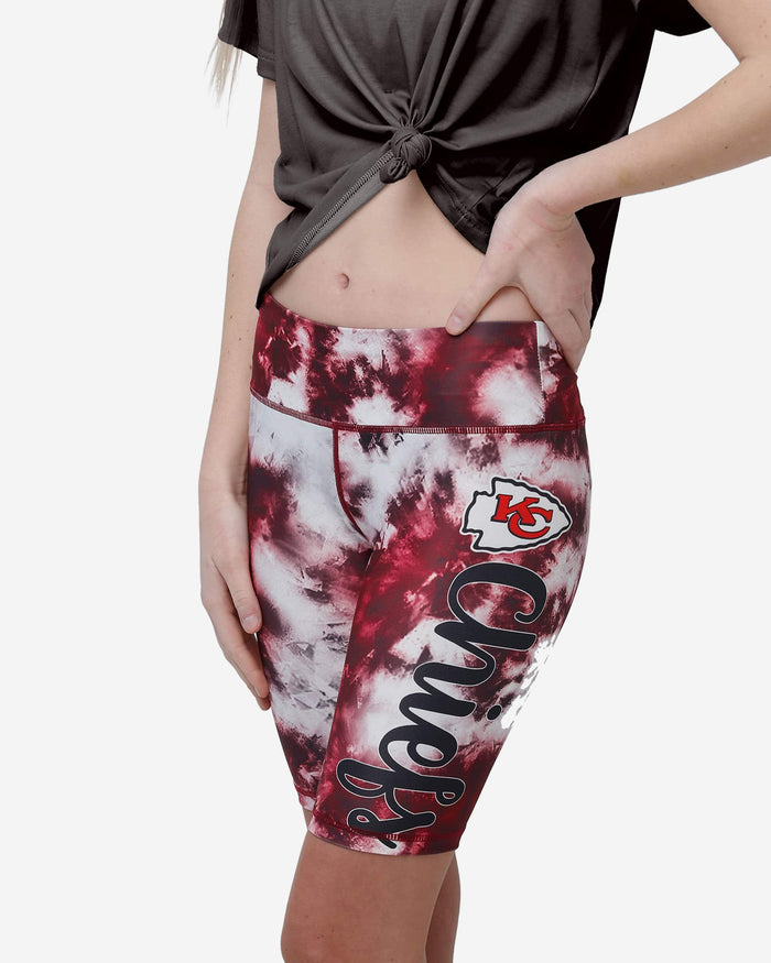 Kansas City Chiefs Womens Team Color Tie-Dye Bike Shorts FOCO S - FOCO.com