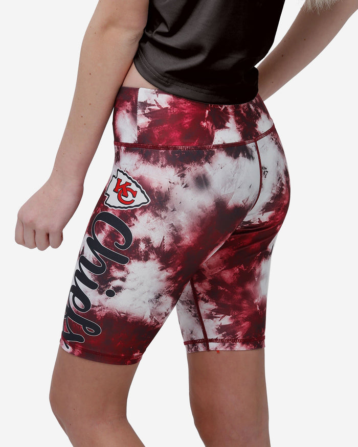 Kansas City Chiefs Womens Team Color Tie-Dye Bike Shorts FOCO - FOCO.com