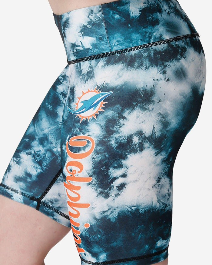 Miami Dolphins Womens Team Color Tie-Dye Bike Shorts FOCO - FOCO.com