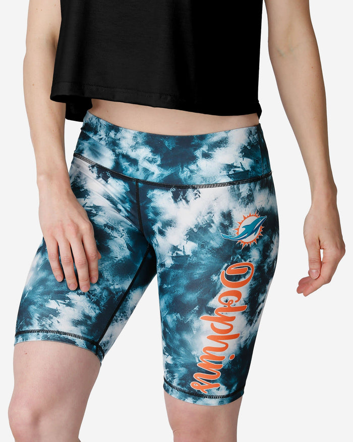 Miami Dolphins Womens Team Color Tie-Dye Bike Shorts FOCO S - FOCO.com