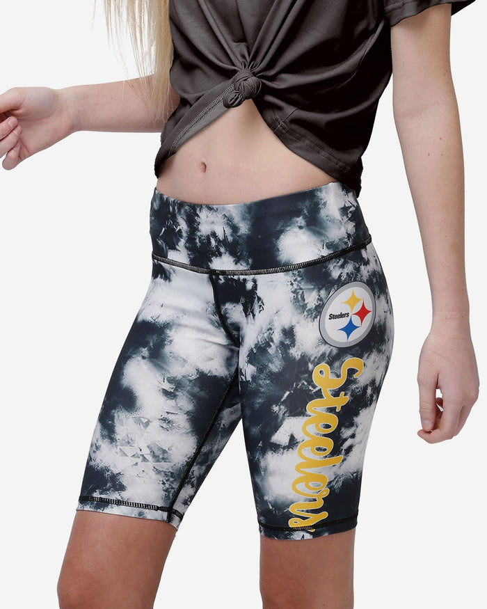Pittsburgh Steelers Womens Team Color Tie-Dye Bike Shorts FOCO S - FOCO.com