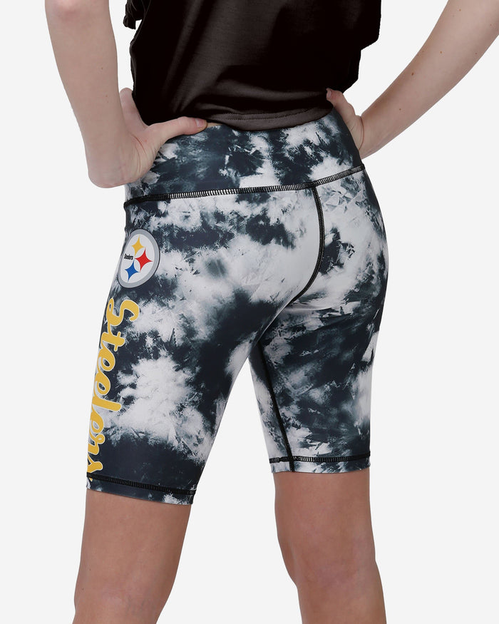 Pittsburgh Steelers Womens Team Color Tie-Dye Bike Shorts FOCO - FOCO.com