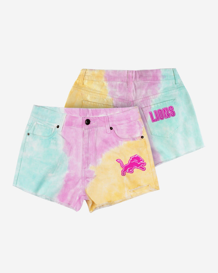 Detroit Lions Womens Tie-Dye Rush Denim Shorts FOCO - FOCO.com