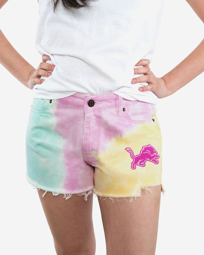 Detroit Lions Womens Tie-Dye Rush Denim Shorts FOCO 0 - FOCO.com