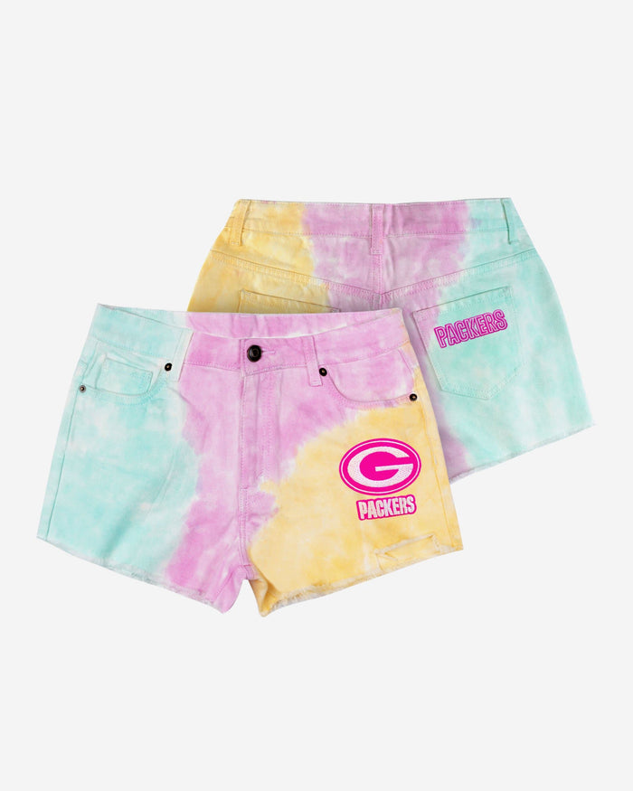 Green Bay Packers Womens Tie-Dye Rush Denim Shorts FOCO - FOCO.com