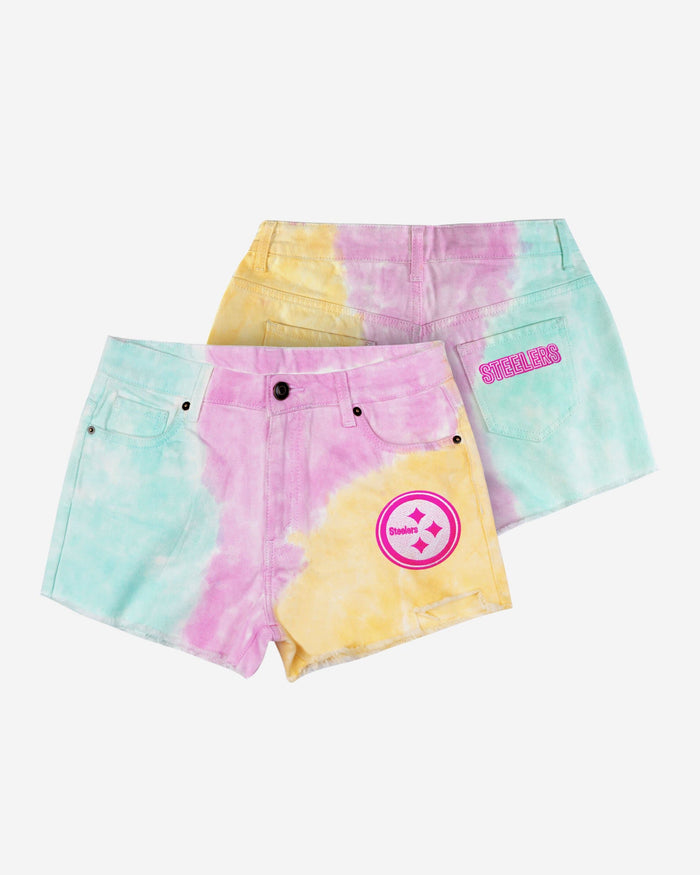 Pittsburgh Steelers Womens Tie-Dye Rush Denim Shorts FOCO - FOCO.com