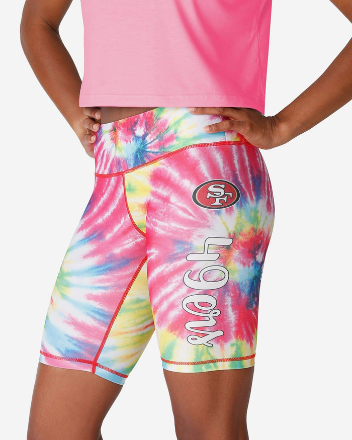 San Francisco 49ers Womens Tie-Dye Bike Shorts FOCO S - FOCO.com