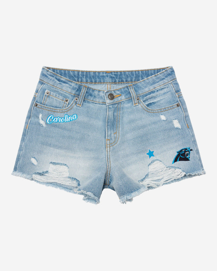 Carolina Panthers Womens Team Logo Denim Shorts FOCO - FOCO.com