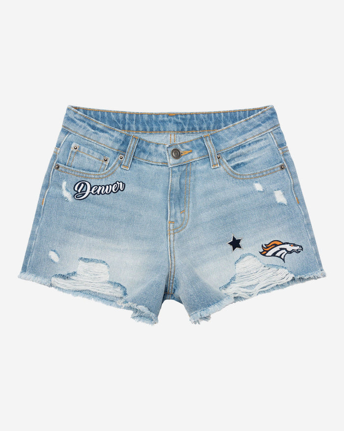 Denver Broncos Womens Team Logo Denim Shorts FOCO - FOCO.com