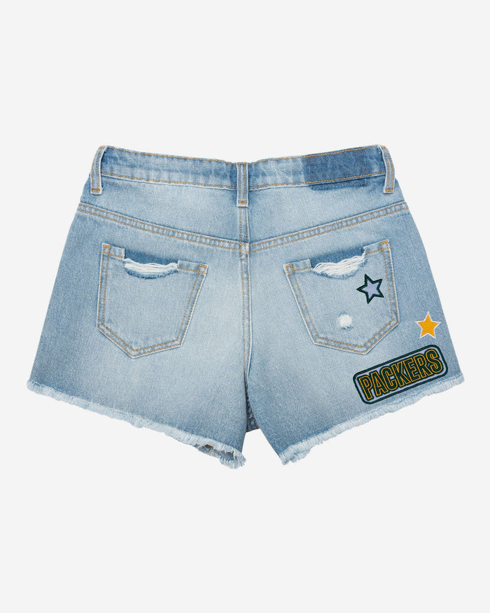 Green Bay Packers Womens Team Logo Denim Shorts FOCO - FOCO.com