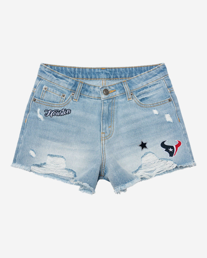 Houston Texans Womens Team Logo Denim Shorts FOCO - FOCO.com