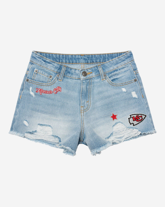 Kansas City Chiefs Womens Team Logo Denim Shorts FOCO - FOCO.com