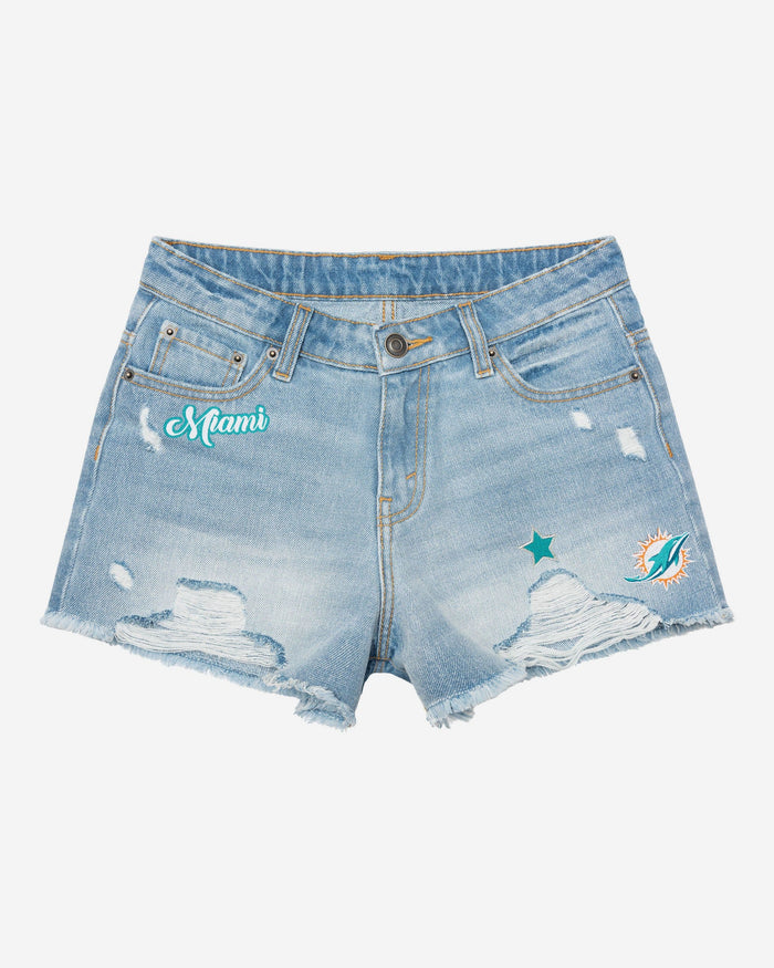 Miami Dolphins Womens Team Logo Denim Shorts FOCO - FOCO.com