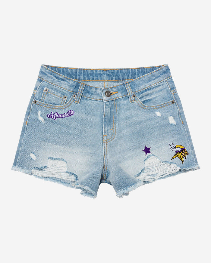 Minnesota Vikings Womens Team Logo Denim Shorts FOCO - FOCO.com