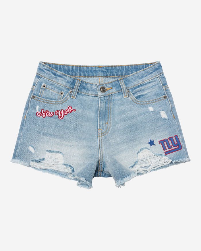 New York Giants Womens Team Logo Denim Shorts FOCO - FOCO.com