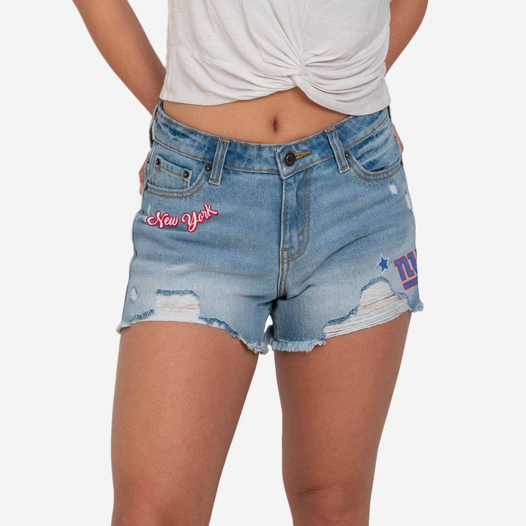 New York Giants Womens Team Logo Denim Shorts FOCO 0 - FOCO.com