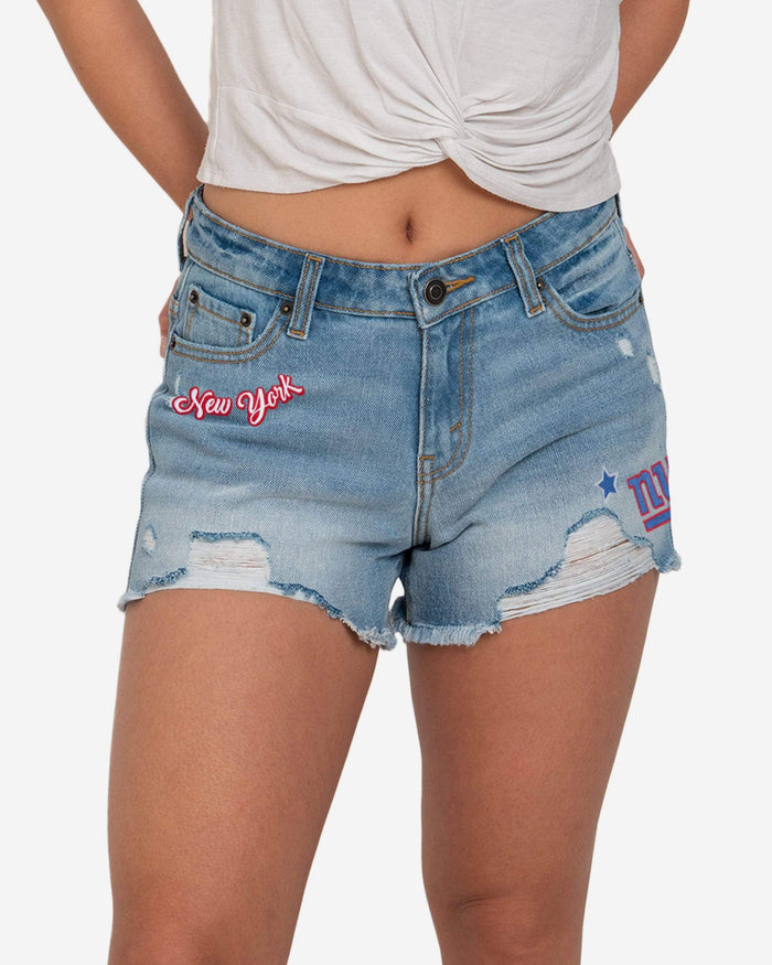 New York Giants Womens Team Logo Denim Shorts FOCO 0 - FOCO.com