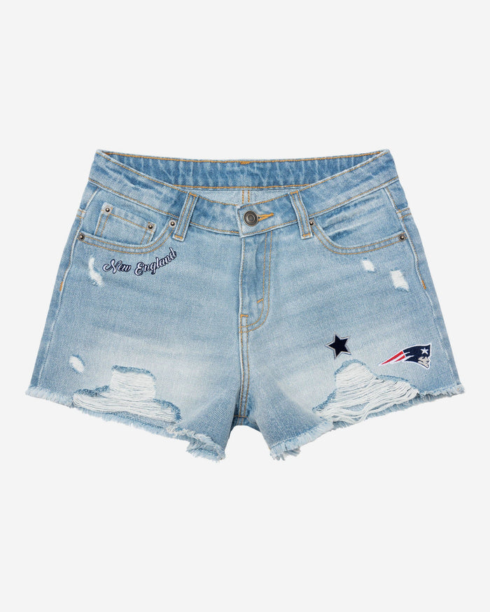 New England Patriots Womens Team Logo Denim Shorts FOCO - FOCO.com