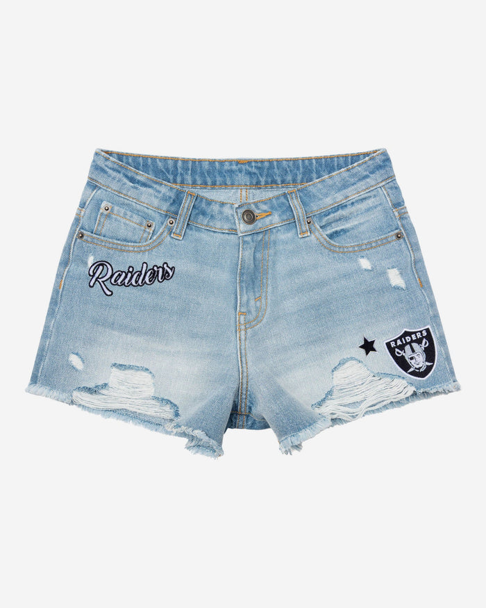 Las Vegas Raiders Womens Team Logo Denim Shorts FOCO - FOCO.com