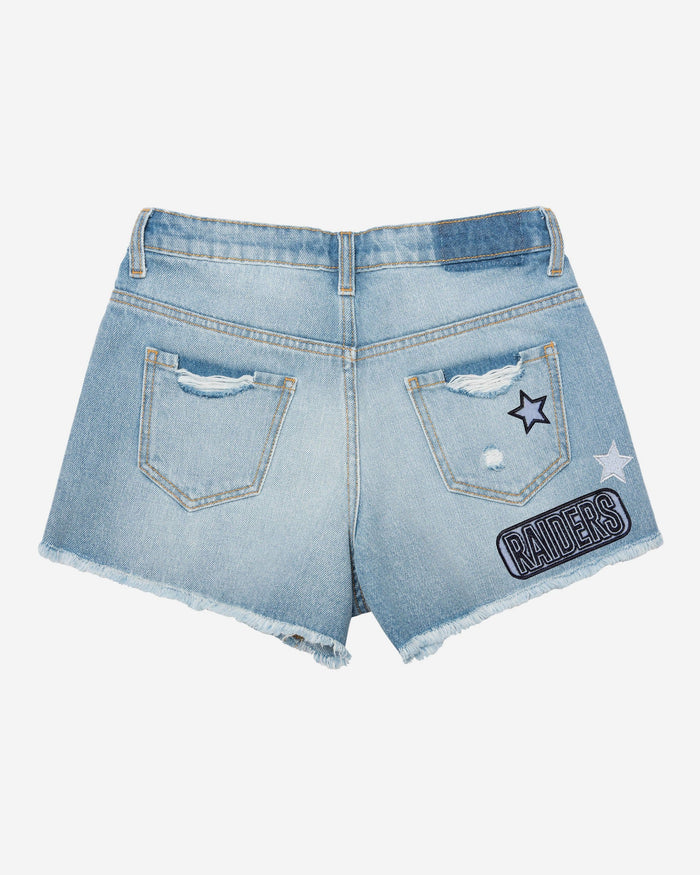 Las Vegas Raiders Womens Team Logo Denim Shorts FOCO - FOCO.com