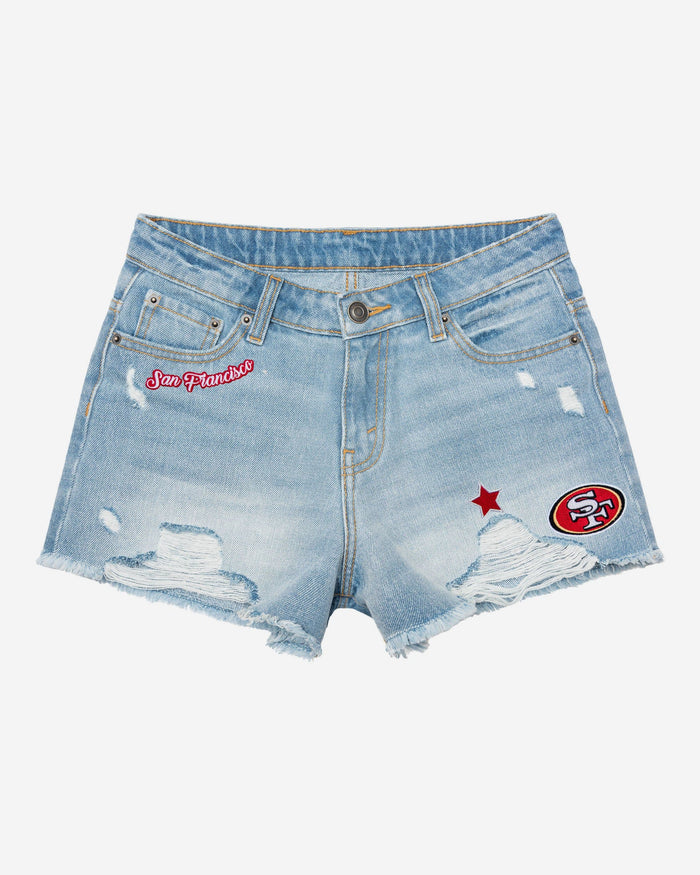 San Francisco 49ers Womens Team Logo Denim Shorts FOCO - FOCO.com