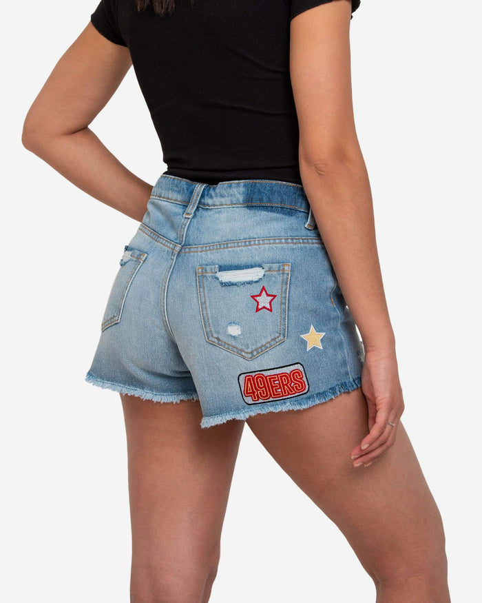 San Francisco 49ers Womens Team Logo Denim Shorts FOCO - FOCO.com