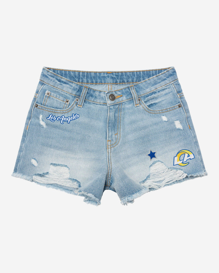 Los Angeles Rams Womens Team Logo Denim Shorts FOCO - FOCO.com