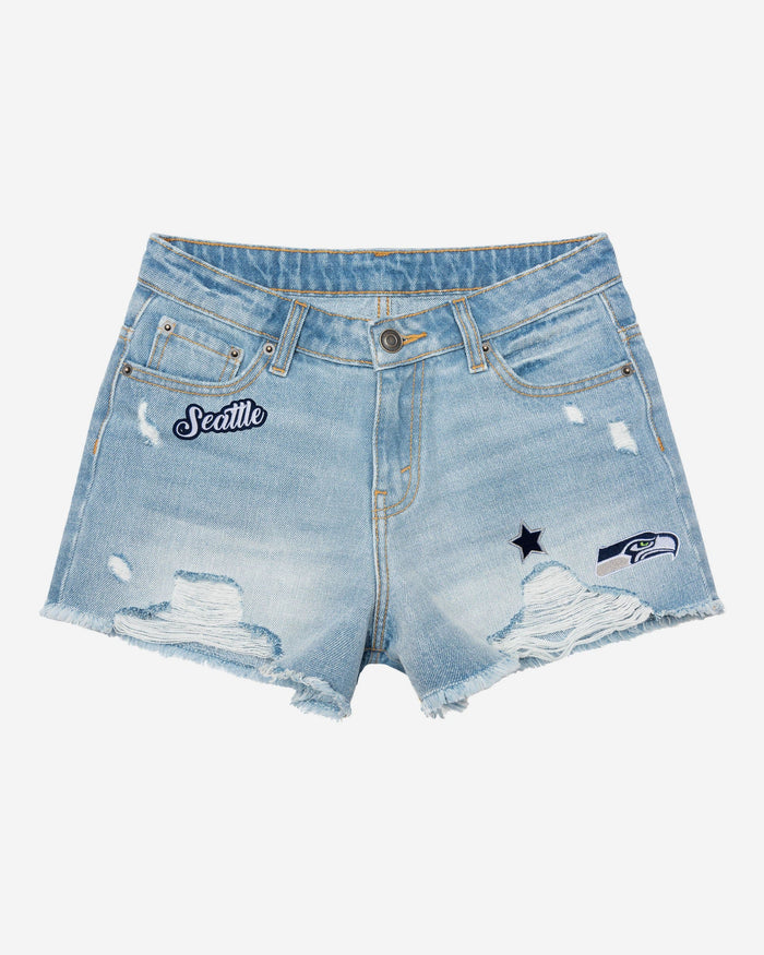 Seattle Seahawks Womens Team Logo Denim Shorts FOCO - FOCO.com