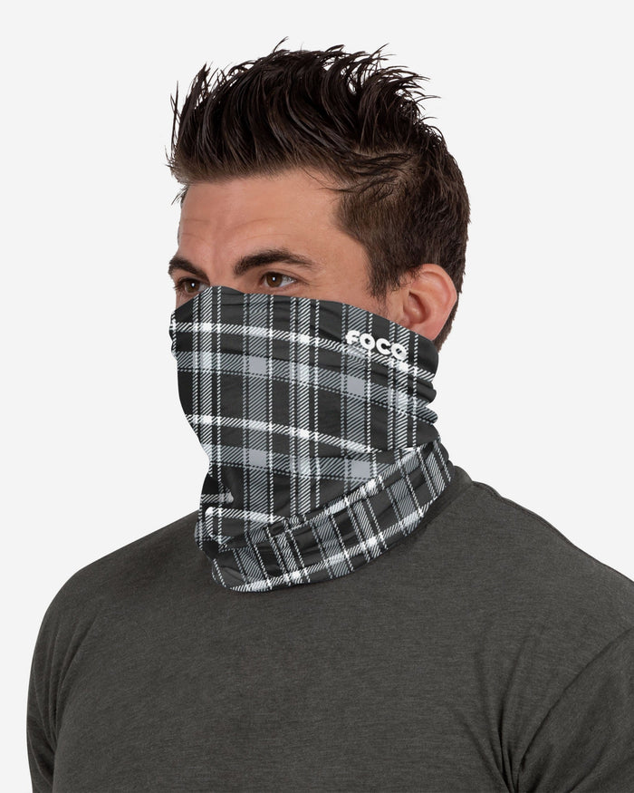 Black Plaid Brushed Polyester Gaiter Scarf FOCO - FOCO.com